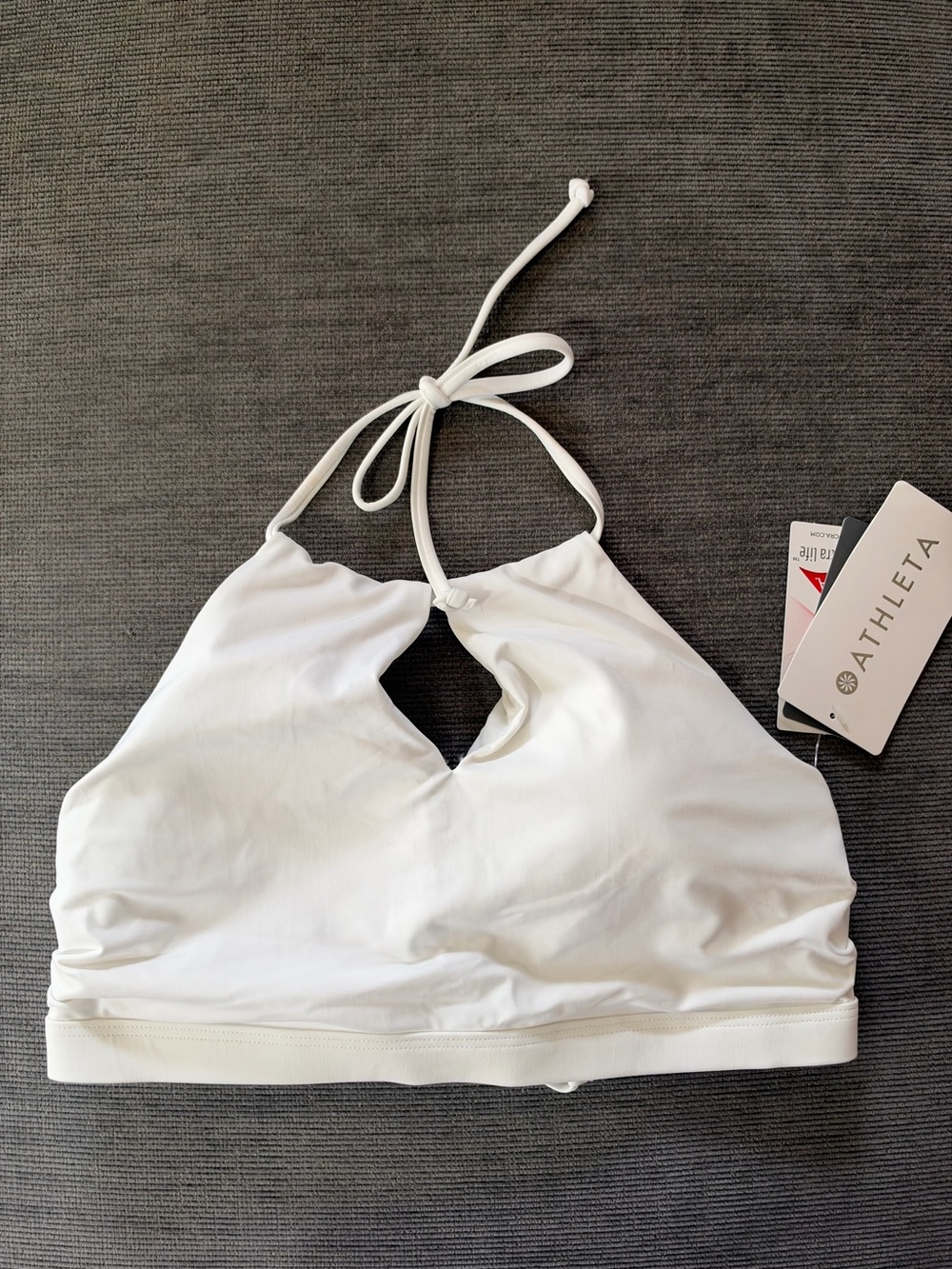 NWT Athleta White Halter Keyhole Bikini Top